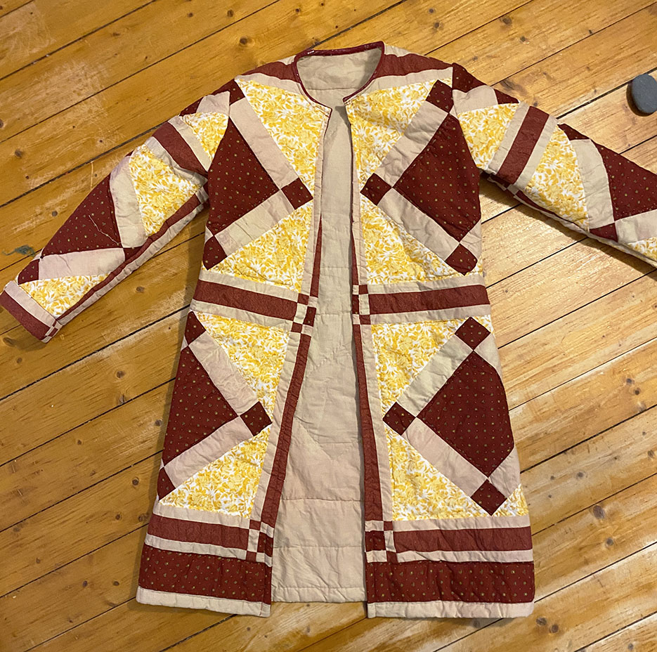 upcycled patchwork quilt coat diy